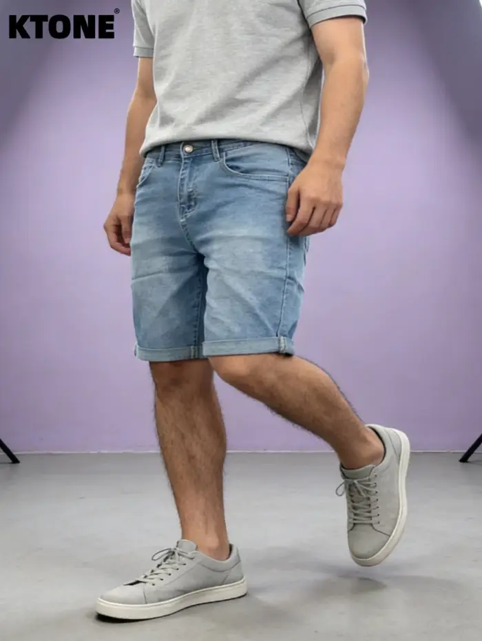 Shorts en jean bleu slim Y2K, style rétro léger, pour les rendez-vous, original, pour homme, sans ac