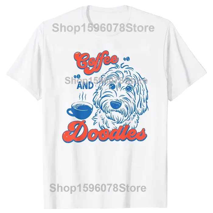 T-shirt humoristique à manches courtes pour hommes et femmes, coupe ample, motif chien amusant, café