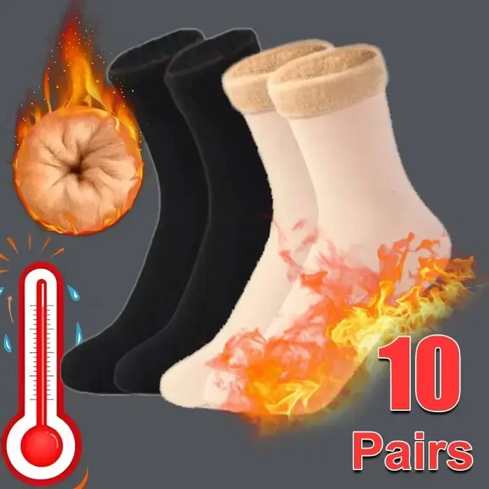 Chaussettes hiver épaisses thermiques neige unisexes velours doux laine cachemire maison