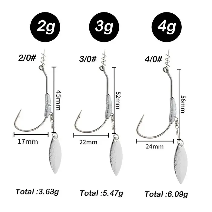 Hameçons de pêche en acier au carbone avec goupille de verrouillage Spinner, appâts souples, tête de