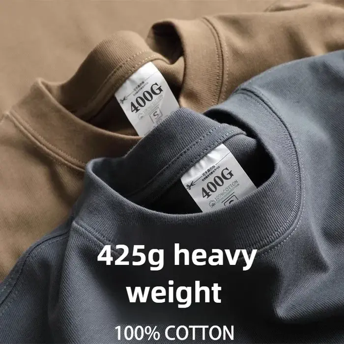 Heavy Wight 425 grammes hommes T-Shirt coton demi manches Brathable haute qualité col rond hauts bas