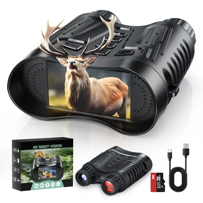 Jumelles vision nocturne 8x zoom numérique 1000ft HD avec enregistrement 4K pour chasse nocturne