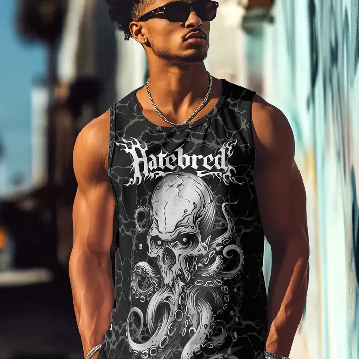 Gilet rétro totem imprimé col rond pour hommes, vêtements sans manches, hauts sportifs et fitness, disponible en plusieurs couleurs et tailles pour toute saison