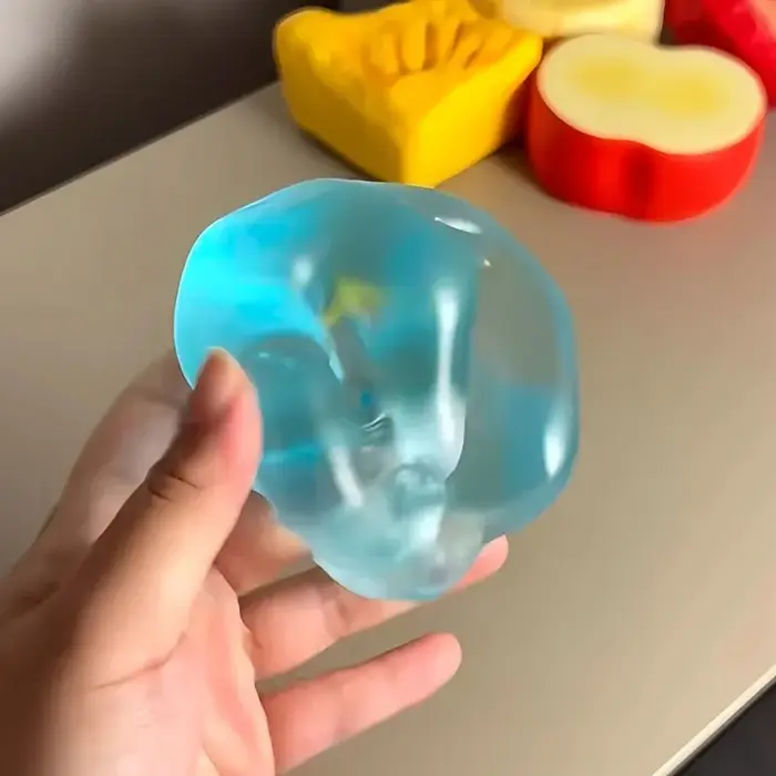 Jouets Squishy en Maltose Bleue Anti-Stress, Jouets Sensoriels Fidgets, Jouet Souple Transparent Sim