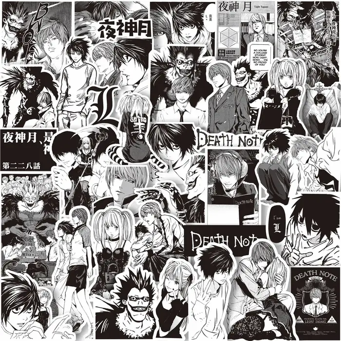 65 pièces Anime Death Note autocollants noir blanc décalcomanies Scrapbook bagages ordinateur portab