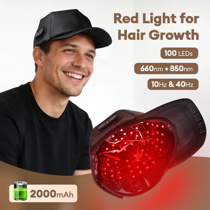 Casque de Croissance Capillaire à LED Infrarouge Proche (100 LED) Rouge pour la Repousse des Cheveux