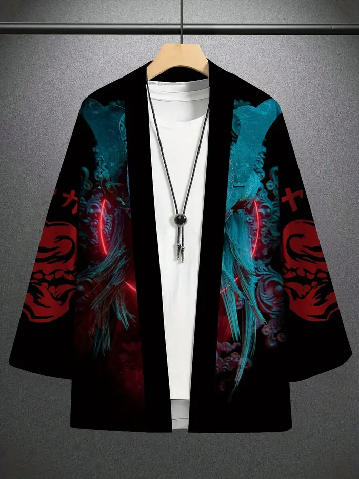 Kimono japonais pour hommes, robe traditionnelle avec imprimés samouraï, Yukata, vêtements tradition