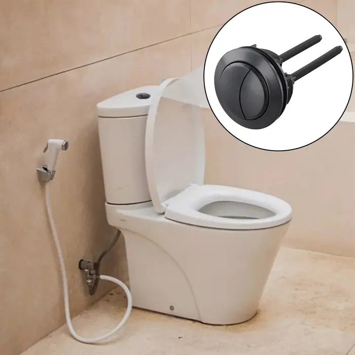Bouton de chasse d'eau chrome noir 38mm pour salle de bain moderne et durable pour maison hotel usage quotidien