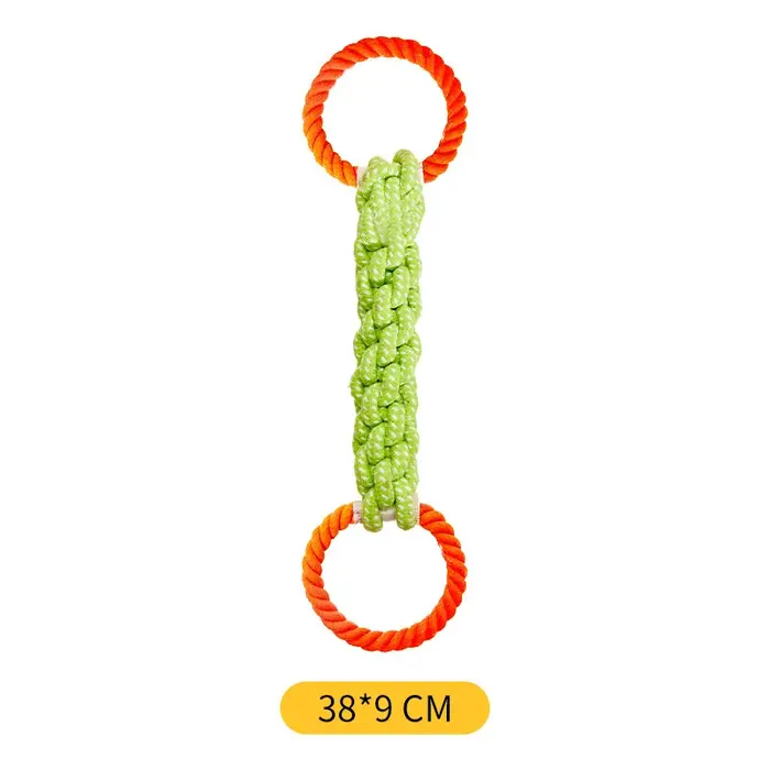 Jouet pour chien en corde de coton à double anneau, en forme de rafle de maïs, jouet à mâcher tissé 