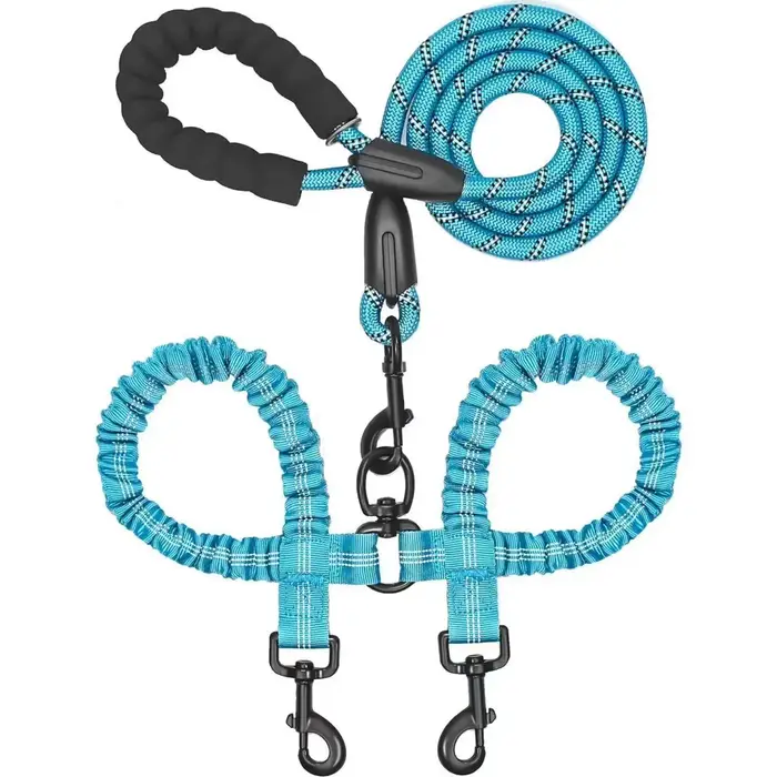 Laisse double pour chien, laisse double pour chien, laisse de marche pivotante à 360 degrés sans enc