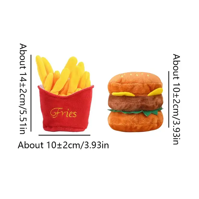 Jouet en peluche combo frites hamburger pour chiens petit moyen taille jouet mastication dentaire hygiène occasion spéciale