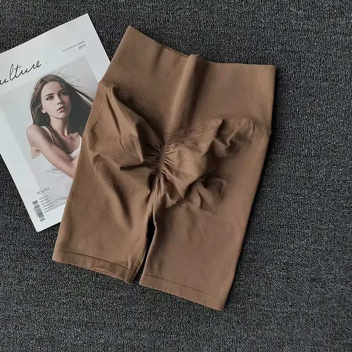 Short de Yoga sans couture pour femmes, short d'entraînement taille haute, butin Sexy, contrôle du v