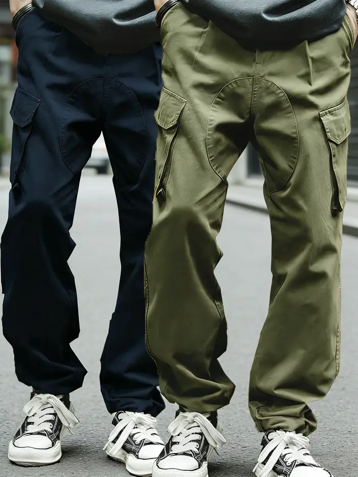 2 pièces de pantalons cargo vintage pour hommes, style marine britannique, 100% coton, toutes saison