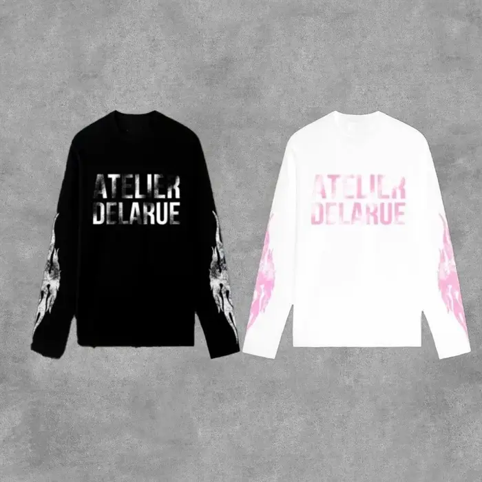 Y2K Harajuku rétro Niche à manches longues imprimé lettre flamme hauts nouvelle mode décontracté confortable Streetwear 