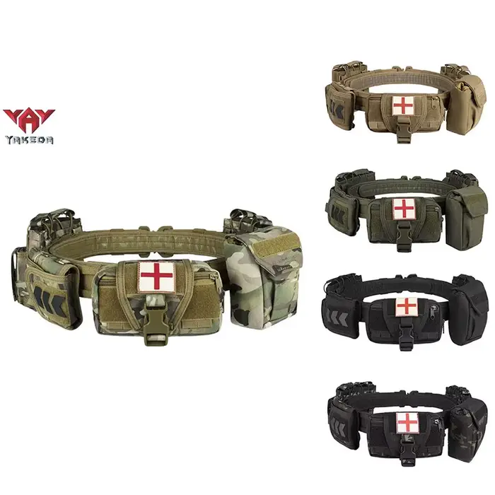 Ceinture tactique Yakeda Gear pour chasse et airsoft - Équipement professionnel noir camouflage