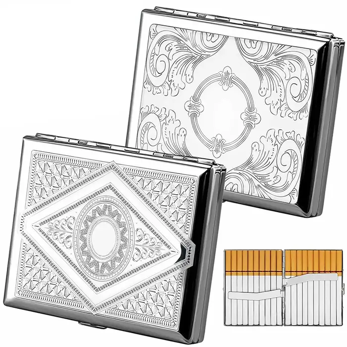 Boîte à cigarettes Portable en relief en acier inoxydable, 20 paquets, étui à cigarettes épais pour hommes résistant à la pression pour régular
