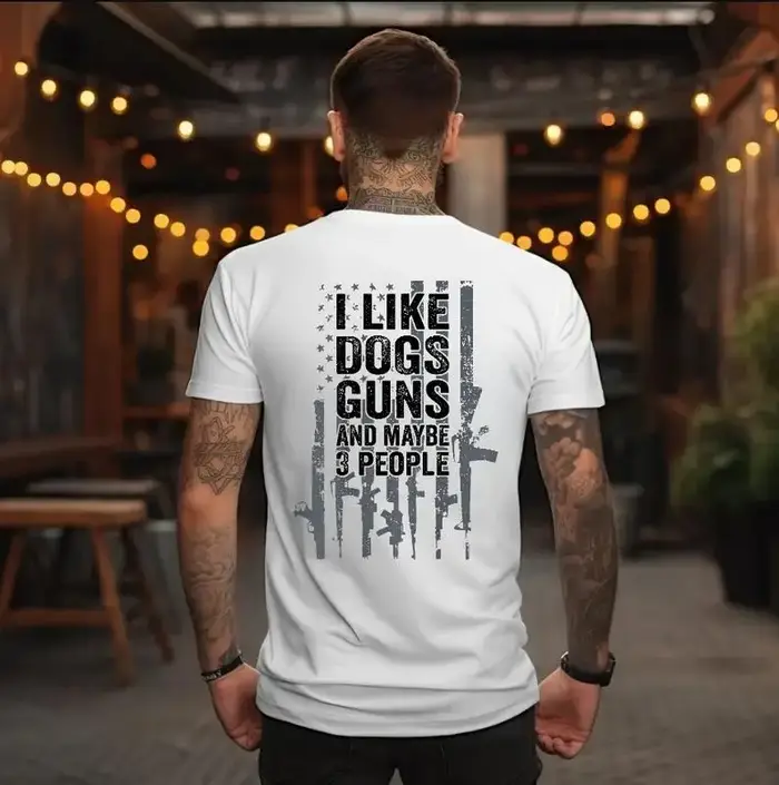 T-shirt I LIKE DOGS GUNS AND MAYBE 3 PEOPLE pour hommes et femmes, vêtements d'été en pur coton, T-s