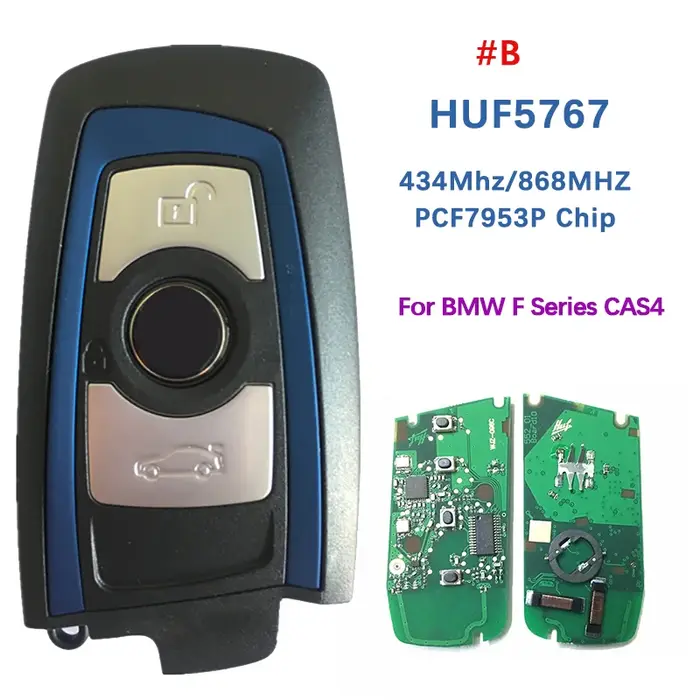 Clé colorée à 3 boutons pour BMW série F CAS4 Smart HUF5767 HITAG PRO PCF7953P, puce 434/868MHz Keyl
