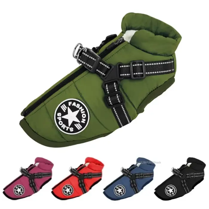 Veste d'hiver chaude pour chien avec harnais
