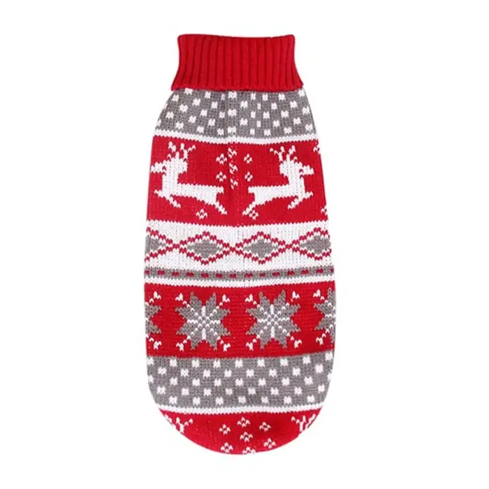 Pull de noël pour chien, moyen et grand, renne, flocon de neige, tricoté, vêtements de vacances pour