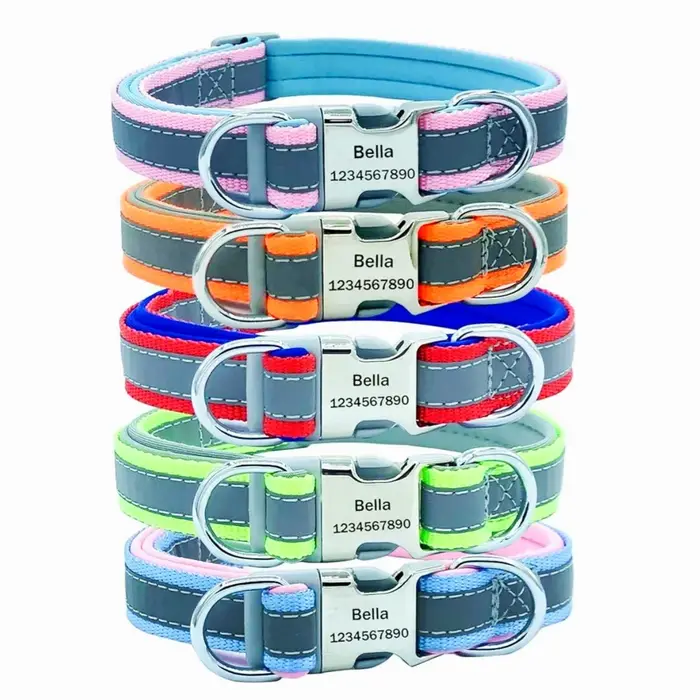 Collier de chien personnalisé réfléchissant réglable