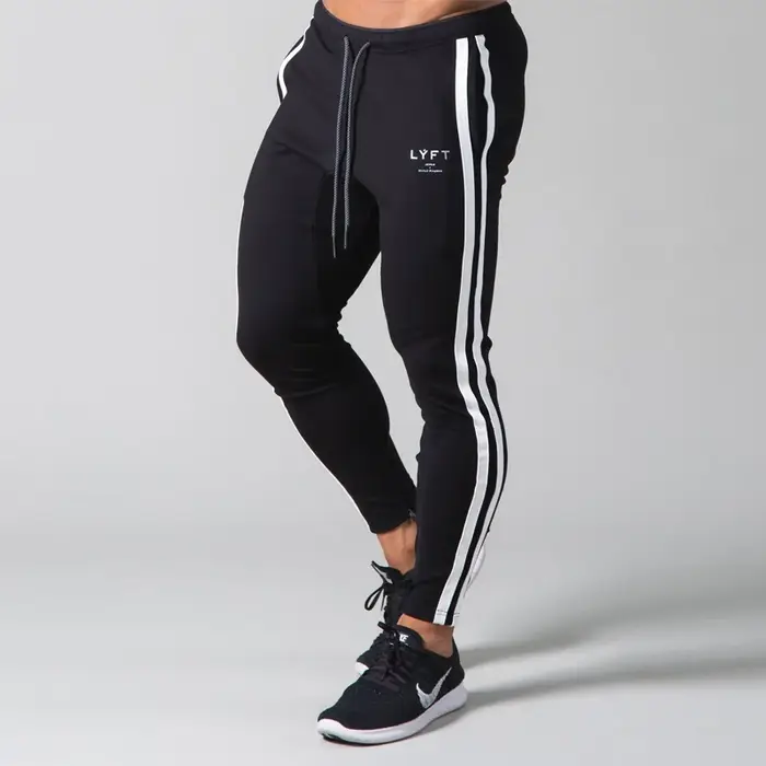 Nouveau Patchwork rayures pantalons hommes vêtements de sport droits couleur unie pantalons de survê
