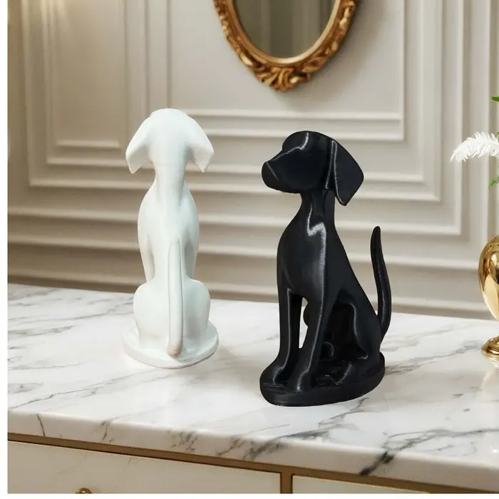 Sculpture abstraite de chien assis en plastique minimaliste moderne pour décoration d'intérieur et cadeau pour amoureux des chiens occasions spéciales