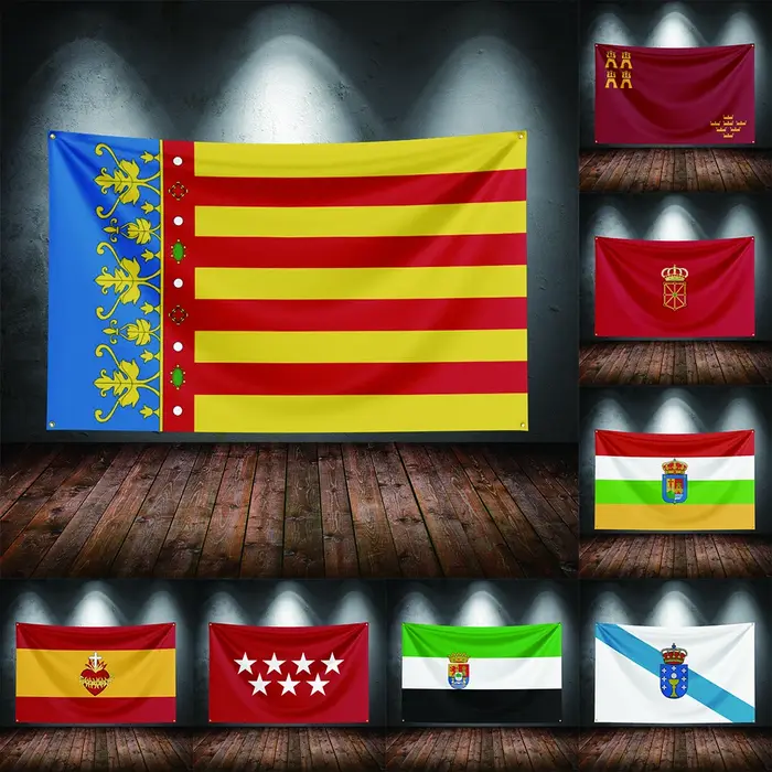 Drapeau espagnol Communauté de Madrid Répice Extremadura La Région Navarre du Rioja de la Communauté Valencienne de Murcia Coeur Sacré