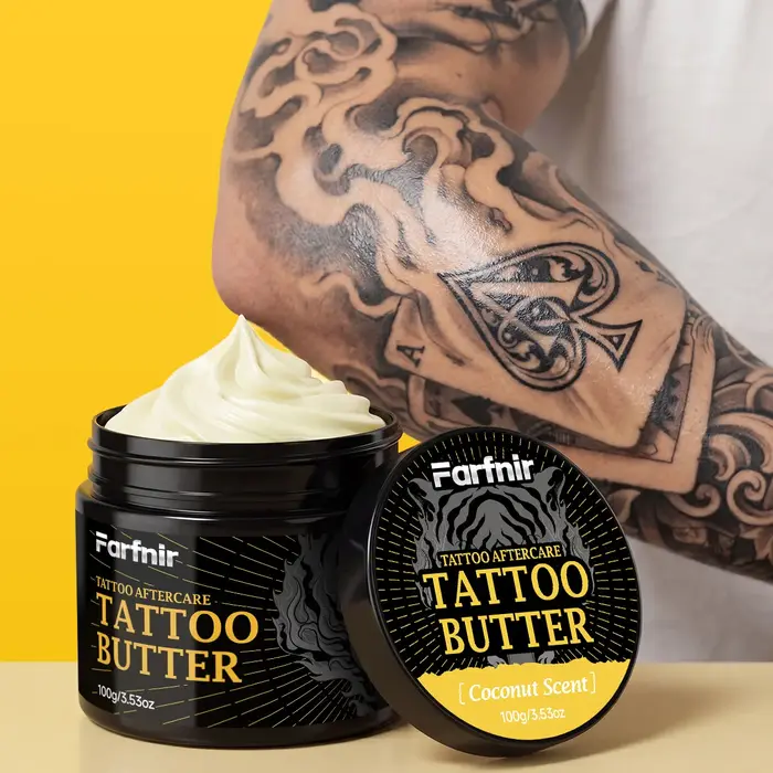 Beurre pour tatouage 100g, extrait naturellement, illumine les tatouages et hydrate la peau.