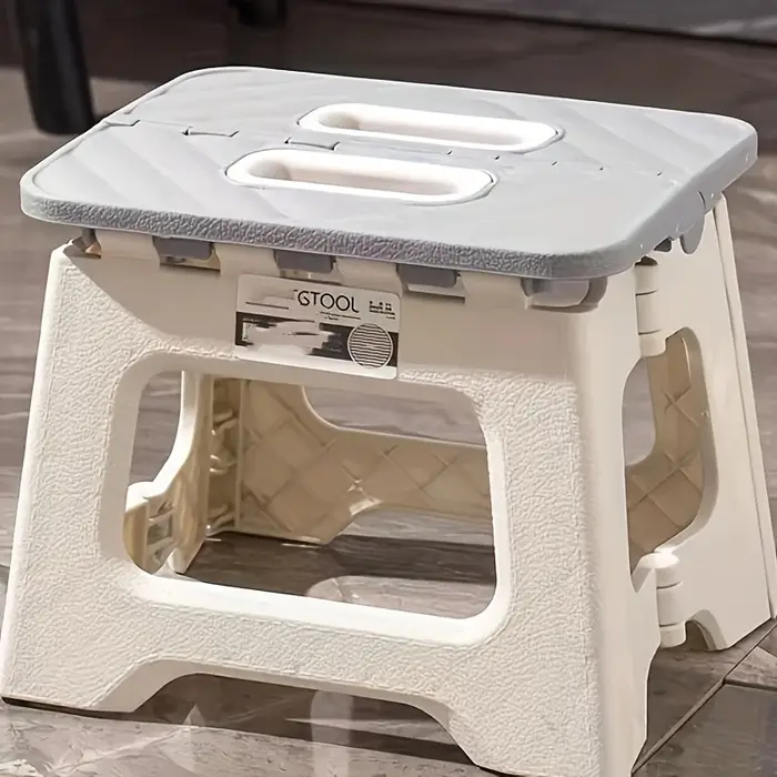Tabouret pliant portable en plastique gris, 1 pièce, compact, polyvalent pour le camping, la pêche, 
