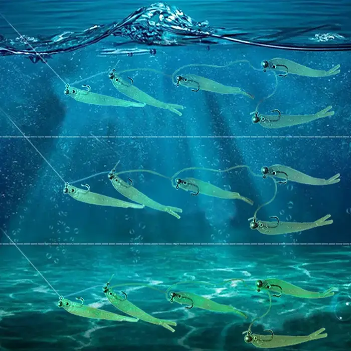 AS Cluster Leurre souple appât de pêche Pesca tête de gabarit queue en T Wobbler métal poisson bar d