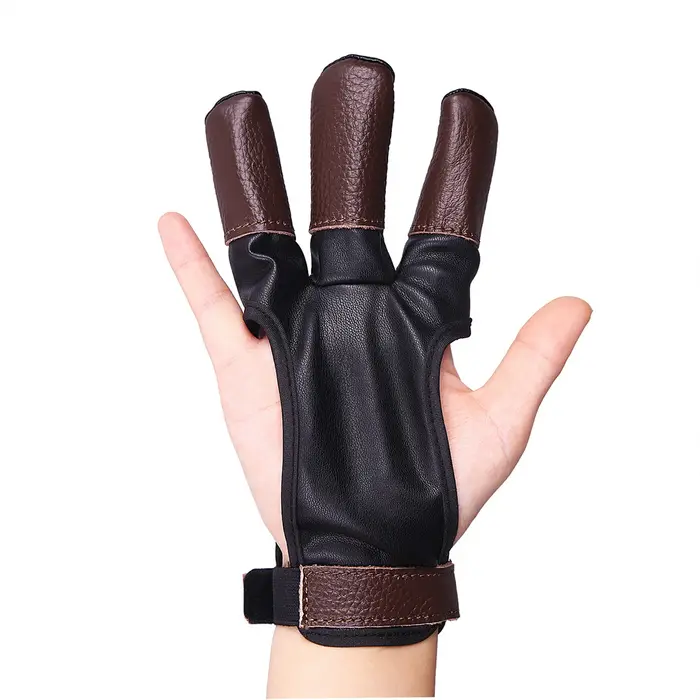 Gants archerie 3 doigts cuir PU et vachette - Garde main protection tir à l'arc hommes femmes enfants