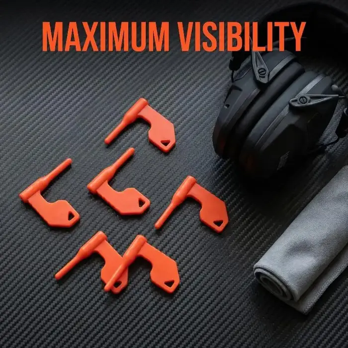 Drapeaux de sécurité pour armes à feu, lot de 6, orange, durables, accessoires de sécurité visibles 