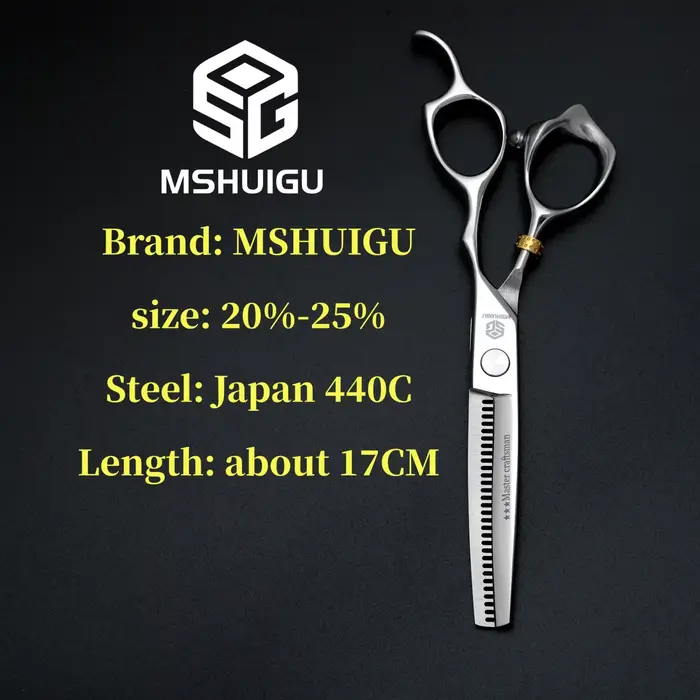 MSHUIGU – ciseaux de barbier professionnels de 6 pouces, en acier inoxydable 440C, lame inversée, ci