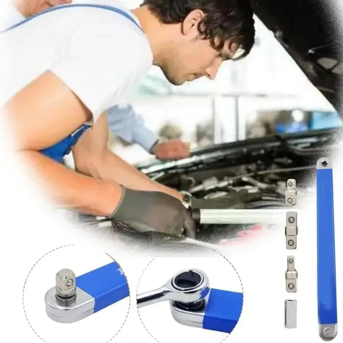 Clé d'extension compacte avec 4 adaptateurs, clé à cliquet à douille à chocs à double usage, clé de 