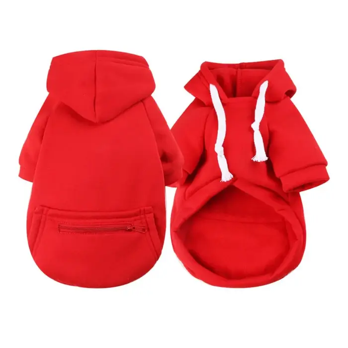 Sweat à capuche chaud pour grand chien, pull doux de couleur unie avec poche zippée, vêtements de sp