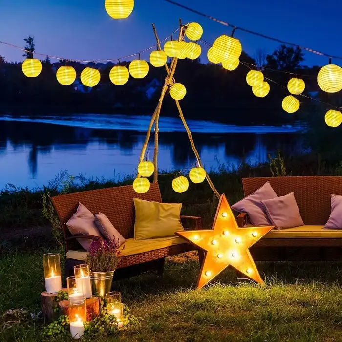 Lanterne solaire étanche pour décoration de jardin, guirxiété de Noël, lumière dégradée, extérieur, 