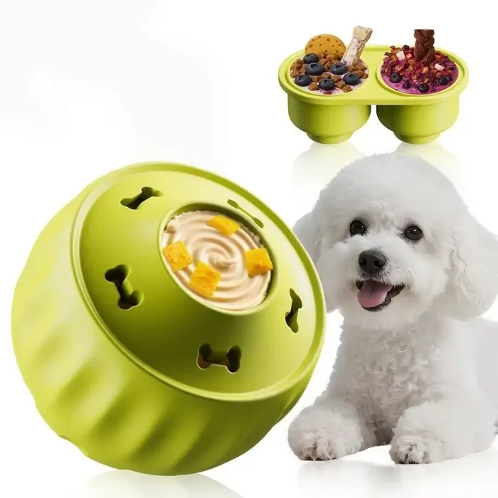 Moule alimentaire en silicone de qualité alimentaire à 2 compartiments pour chien, durable, non toxi