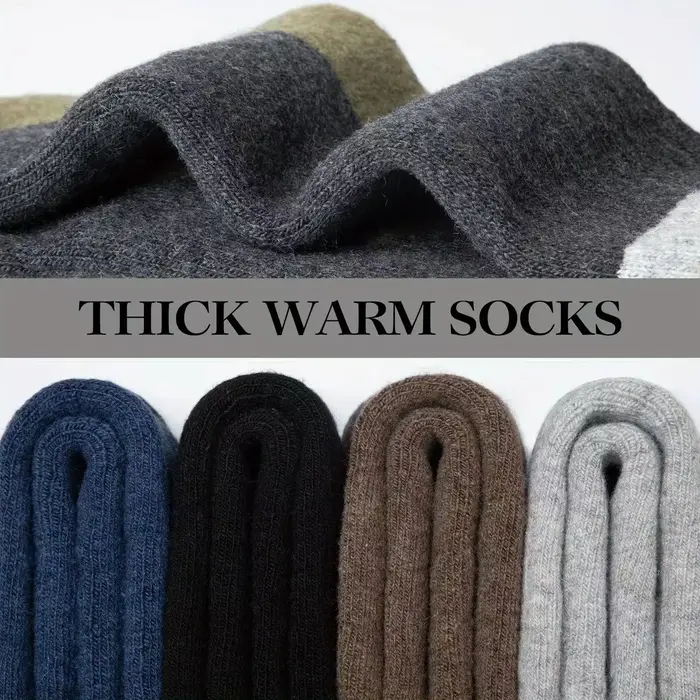 Chaussettes hiver laine épaisses 5 paires - Chasse par temps froid - Confort thermique crew length