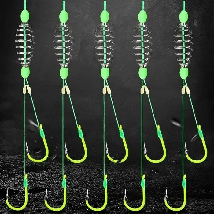 5 pièces/ensemble Double crochet ligne de pêche en acier inoxydable barbelé carpe crochets appât man