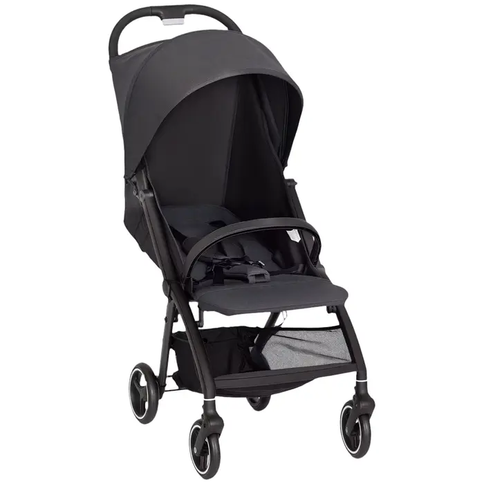 Poussette pliable pour bébé avec dossier inclinable, repose-pieds réglable, capote, panier, harnais,
