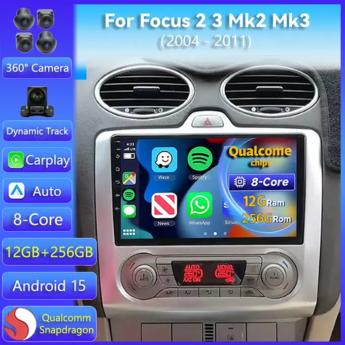Android 15 pour Ford Focus 2 3 Mk2 Mk3 2004 2005 2006 2007 - 2011 autoradio Navigation lecteur multi