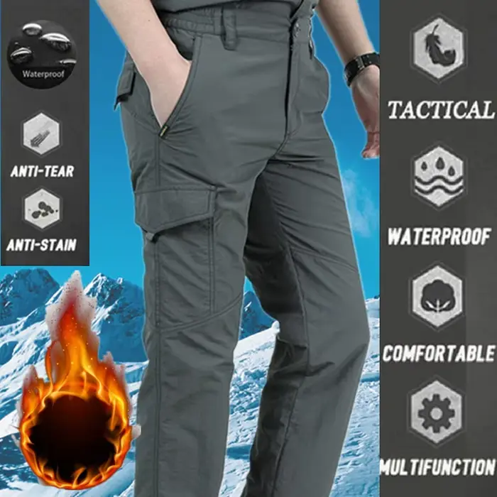 Pantalon tactique d'hiver homme avec velours intérieur pour chasse et outdoor, chaud et respirant