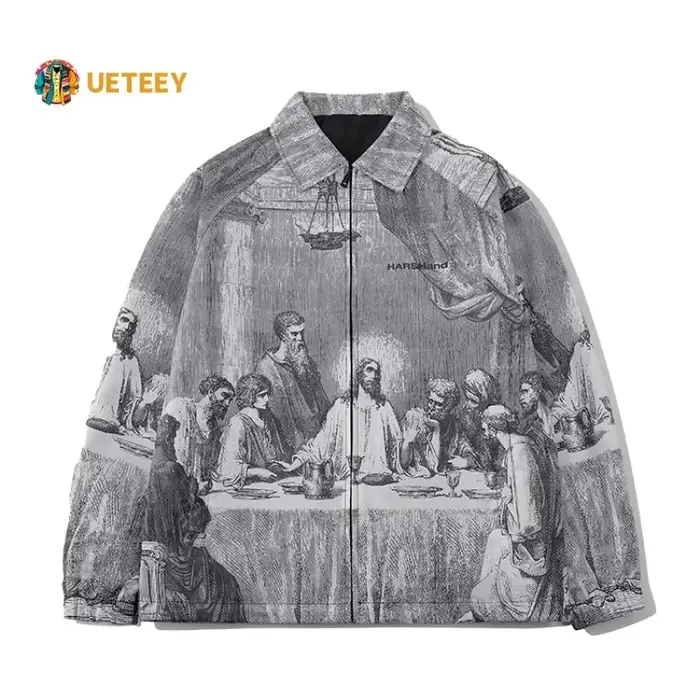 Automne hommes veste surdimensionné peinture impression Couples mince vestes décontractée mâle femme