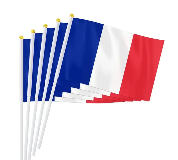 Drapeaux à main français 14x21cm, drapeau National agitant à la main, Promotion, vente en gros avec 