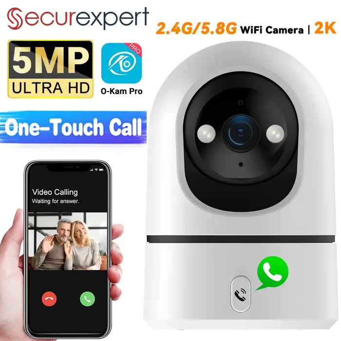 Baby monitor O-Kam Pro 5MP WiFi suivi humain vision nocturne couleur appel tactile 355° PTZ surveillance bébé