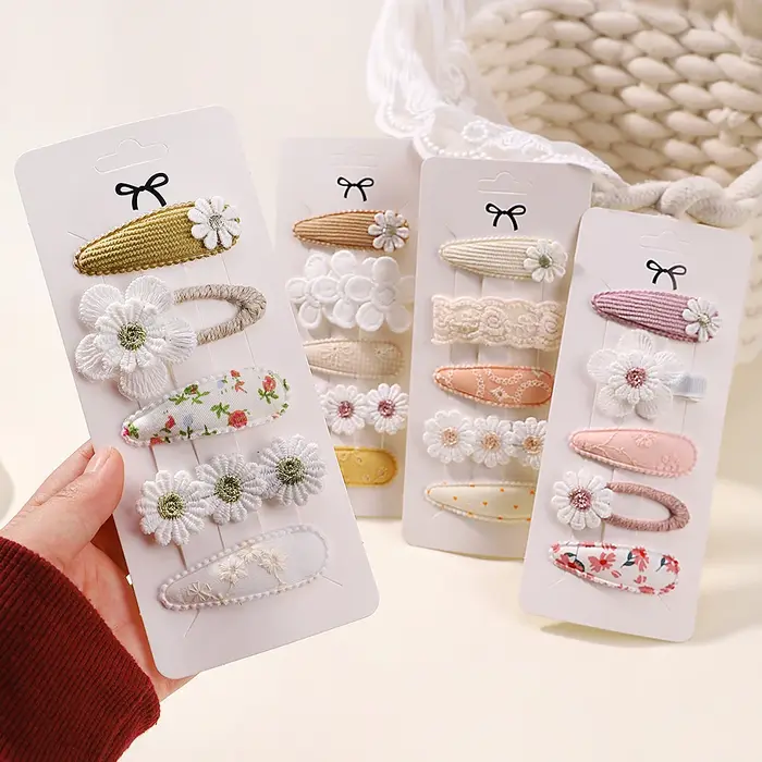 5 pièces/ensemble Mini bébé fille pince à cheveux mignon nœud Floral lapin princesse épingle à cheve