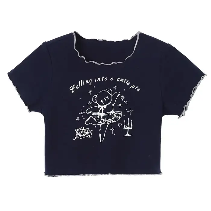 T-shirt en polyester et viscose imprimé dessin animé mignon pour bébé fille décontracté été occasions spéciales