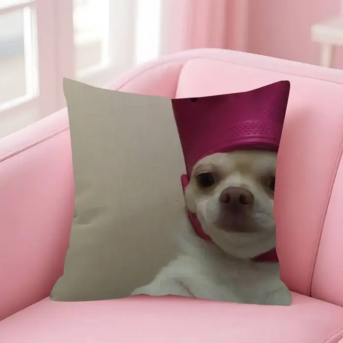 Housse de coussin imprimée double face avec motif de chien mignon et drôle, en peluche courte, adapt