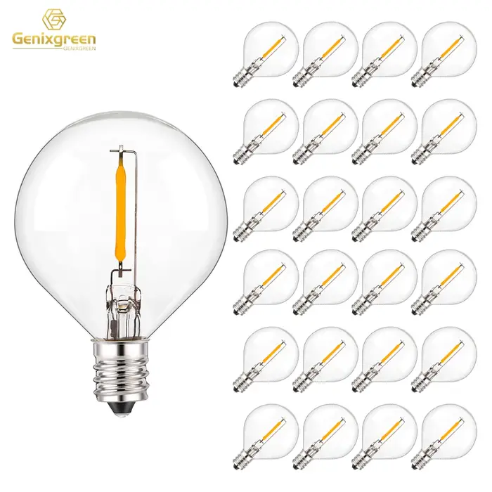G40 LED chaîne lumière ampoules de remplacement E12 220V 110V Globe ampoule blanc chaud 2200K 10W éq